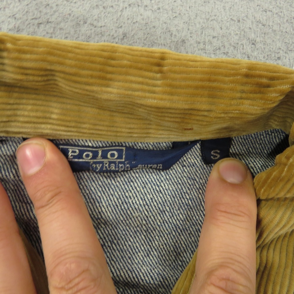 Polo Ralph Lauren Jacket Mens Small Indigo Western Corduroy Collar USA 80s Denim - Picture 10 of 16